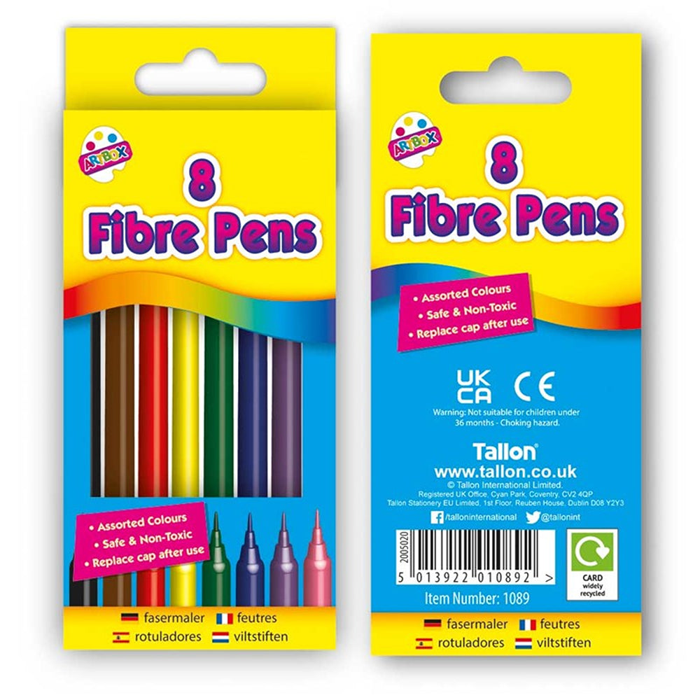 Artbox Fine Fibre Tip Colouring Pens | Pack of 8