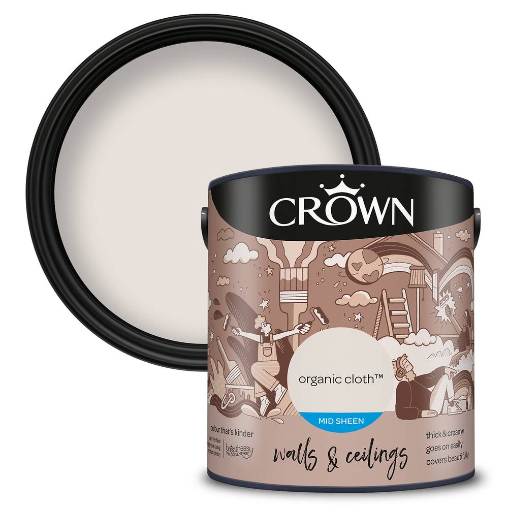 Crown Paint Organic Cloth Mid Sheen Wall & Ceiling Paint | 2.5L