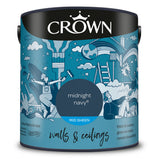 Crown Paint Midnight Navy Mid Sheen Wall & Ceiling Paint | Breatheasy, 2.5L
