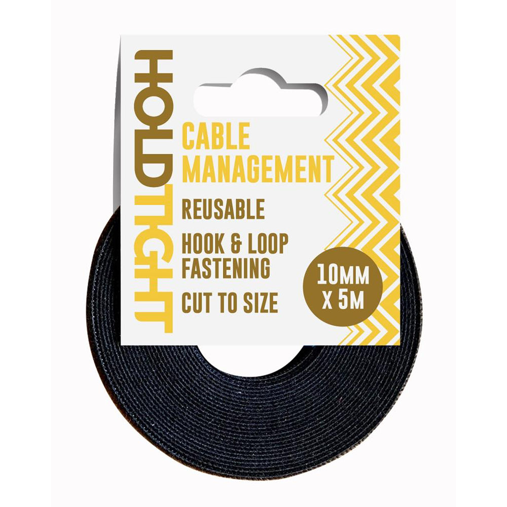 HOLDTIGHT Cable Management Re-usable Hook &amp; Loop Fastening Tape | 10mm x 5m