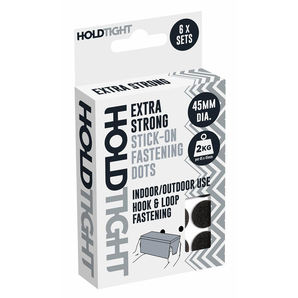 HOLDTIGHT Extra Strong Stick on Fastening Dots Indoor &amp; Outdoor Use | 6 x Sets | 45mm