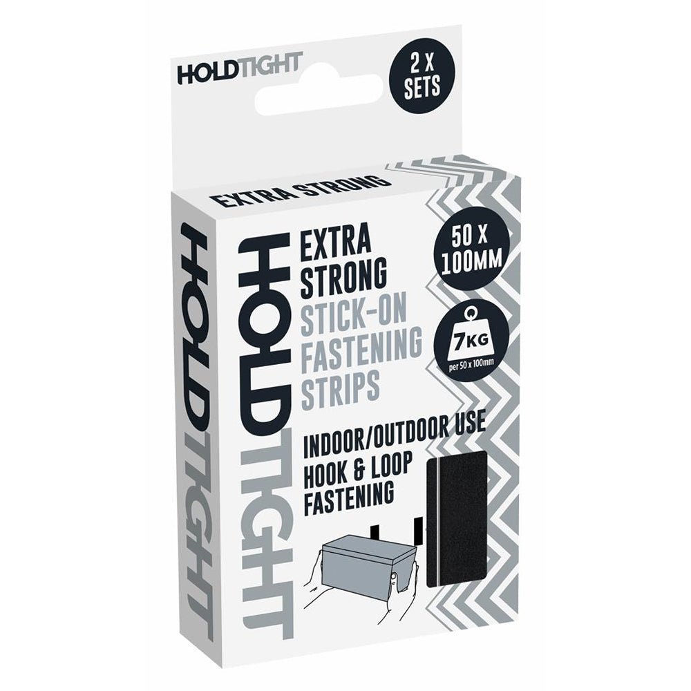 HOLDTIGHT Extra Strong Stick on Fastening Strips Indoor &amp; Outdoor Use | 2 x Sets | 50 x 1000mm