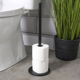 Freestanding Matte Black Stainless Steel Toilet Roll Holder | 45cm