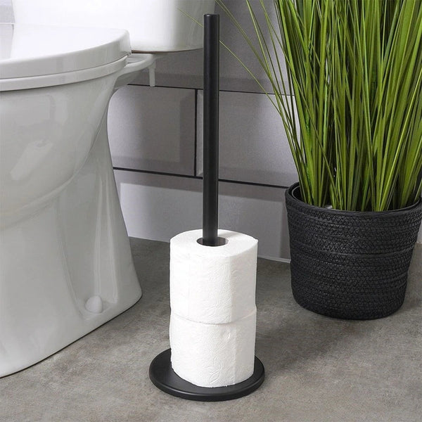 Freestanding Matte Black Stainless Steel Toilet Roll Holder | 45cm