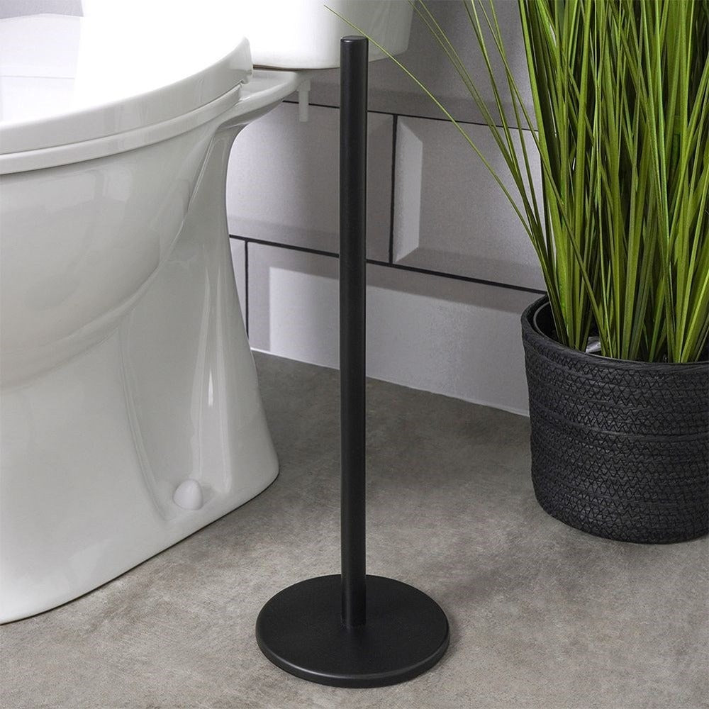 Freestanding Matte Black Stainless Steel Toilet Roll Holder | 45cm