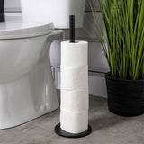 Freestanding Matte Black Stainless Steel Toilet Roll Holder | 45cm