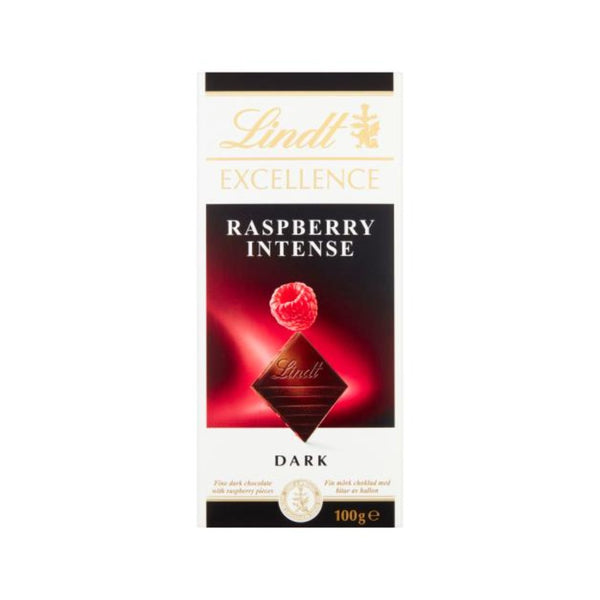 Lindt Excellence Raspberry Dark Chocolate Bar | 100g, Raspberry Pieces