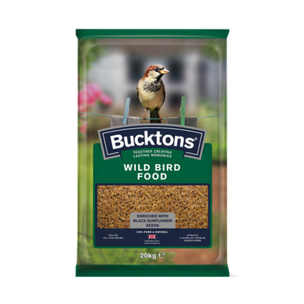 Bucktons Wild Bird Seed Mix - Black Sunflower Seeds - 20kg