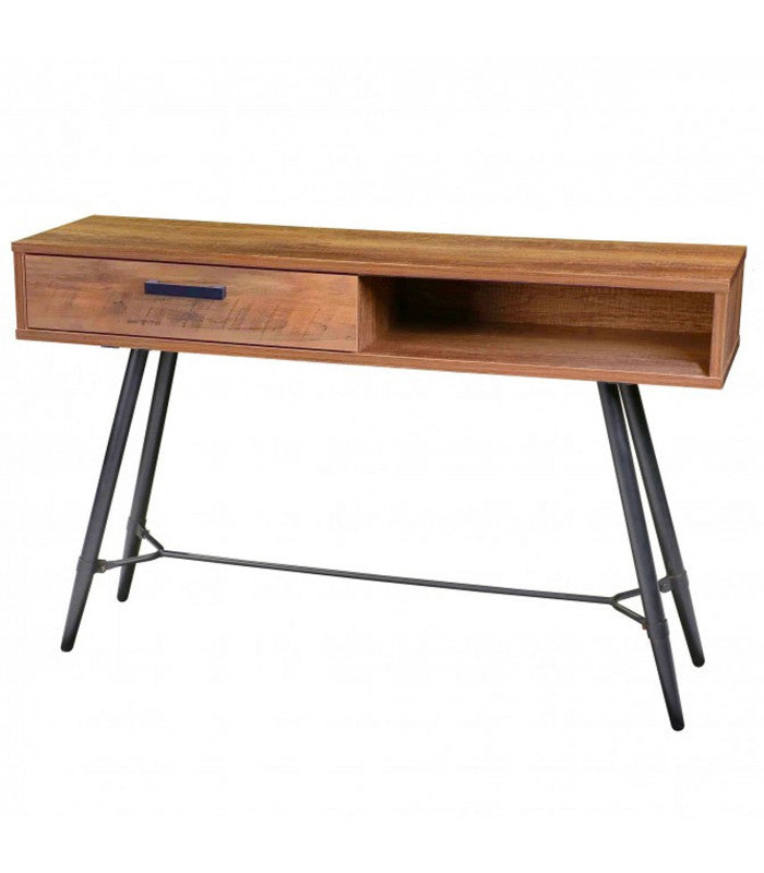 Urban Living Hampton Console Table with Black Metal Feet | High-Quality Wood, Storage Drawer and Shelf