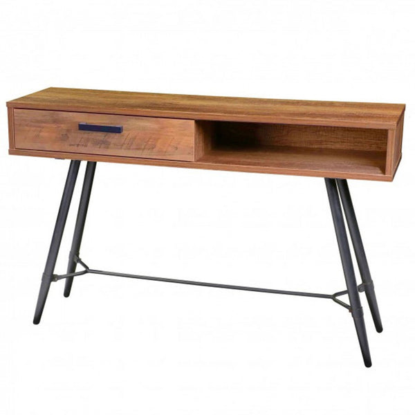 Urban Living Hampton Console Table with Black Metal Feet | High-Quality Wood, Storage Drawer and Shelf