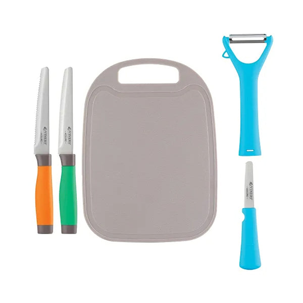 Viners Assure Colour Code Knife, Peeler & Board Set