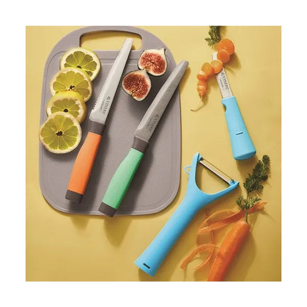Viners Assure Colour Code Knife, Peeler & Board Set