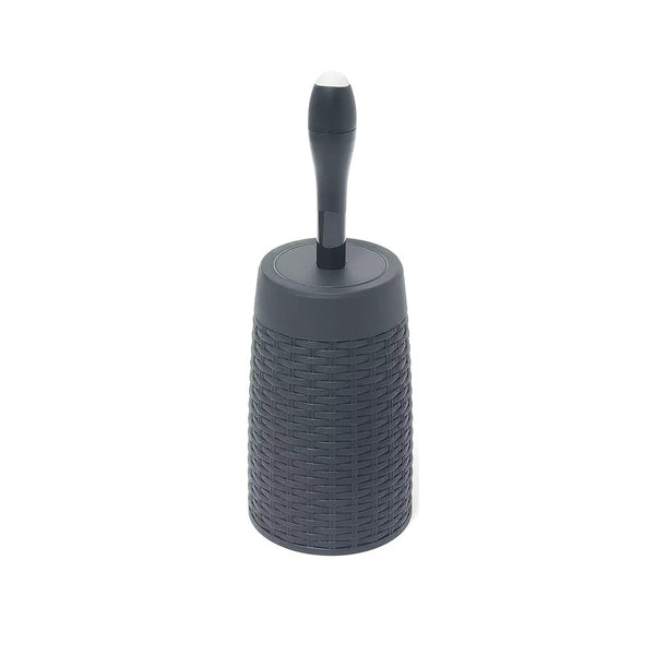 Addis Charcoal Toilet Brush and Rattan Effect Holder | Dark Grey
