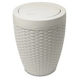 Addis Calico Rattan-Effect Swing-Top Bath Bin | Cream, Compact Round