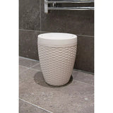 Addis Calico Rattan-Effect Swing-Top Bath Bin | Cream, Compact Round