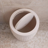 Addis Calico Rattan-Effect Swing-Top Bath Bin | Cream, Compact Round