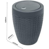 Addis Charcoal Rattan-Effect Bath Bin | Covered Lid, Compact Round