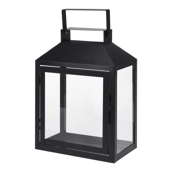 Black Metal Decorative Lantern Set of 3 | Glass Panels, Carry Handle