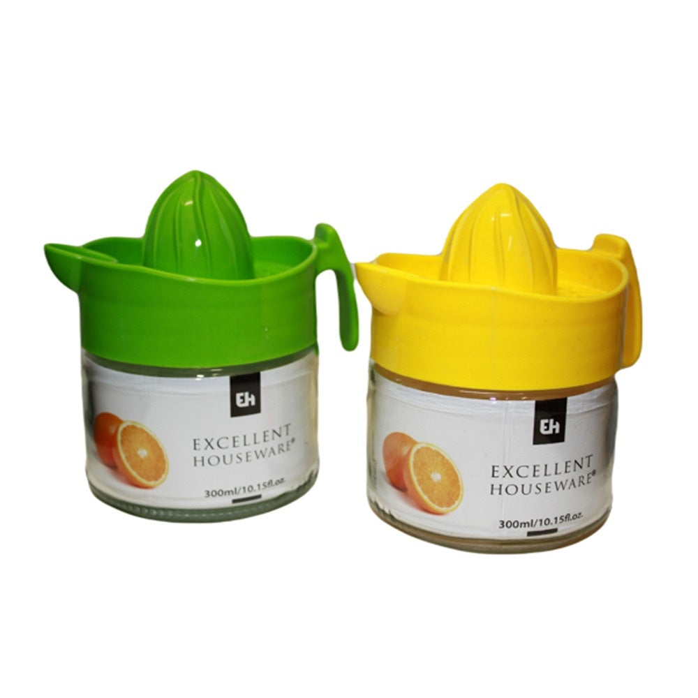 Glass Manual Citrus Fruit Juicer with Jar | 300ml, Assorted Colours