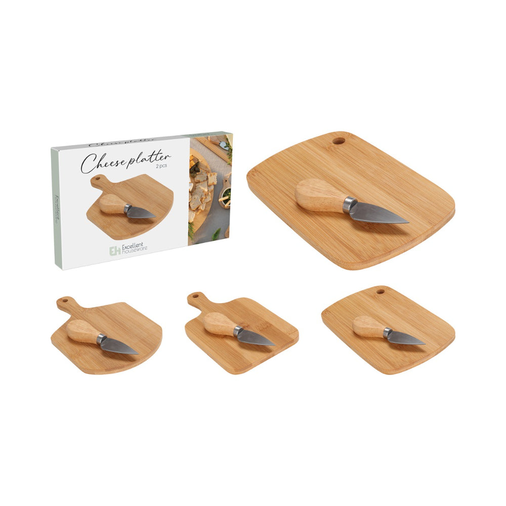 Bamboo Cheese Serving Board and Knife Set | Cheese Knife Included