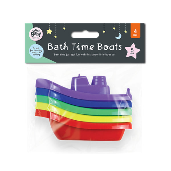 Bath Time Boats Floating Bath Toys | Pack of 5, Bright Colours, Ages 4 Months+
