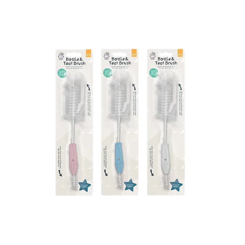 2-in-1 Baby Bottle and Teat Cleaning Brush | Flexible Head, Assorted Colours