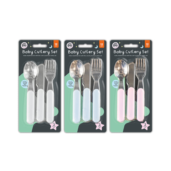 Baby Cutlery Set Pack of 3 Toddler Utensils | 12+ Months, Spoon, Fork and Knife