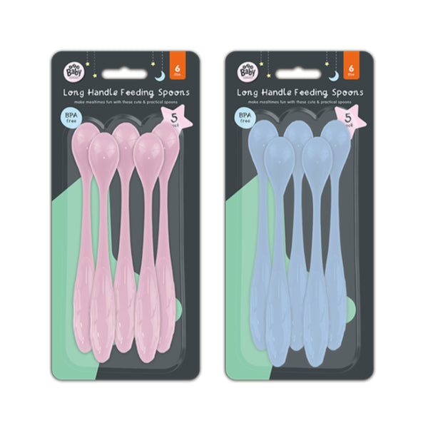 Long Handle Baby Weaning Feeding Spoons | Pack of 5, BPA-Free, 6 Months+