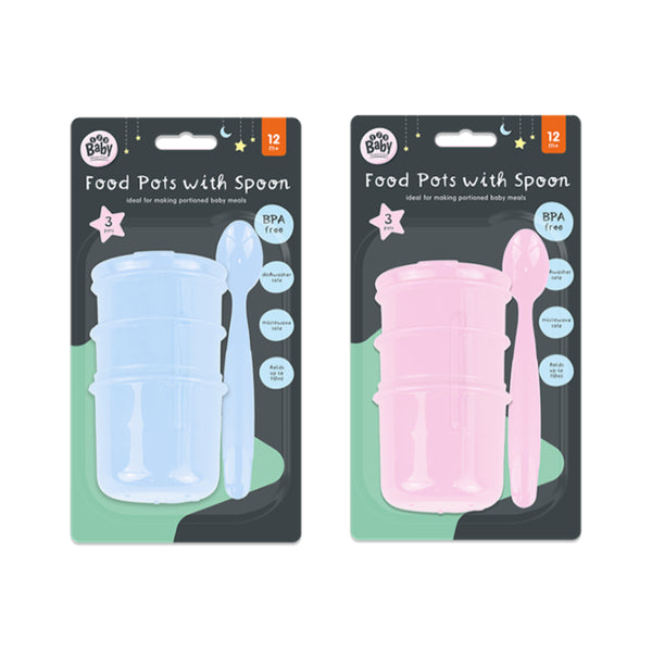 Baby Weaning Food Pots with Spoon | 110 ml, Pack of 3, BPA-Free