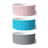 Geometric Ceramic Foiled Pet Feeding Bowl | 15cm Diameter, Assorted Colours