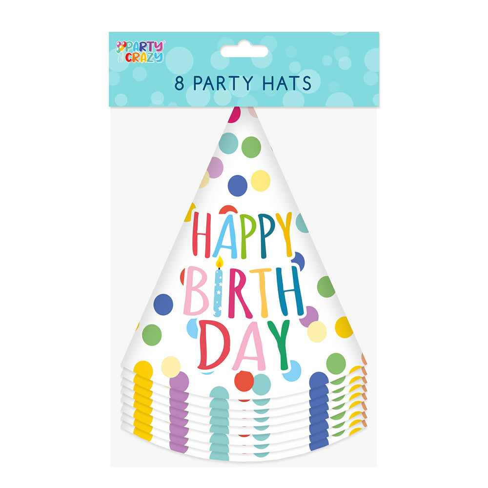 Tallon Happy Birthday Cone Party Hats | Pack of 8