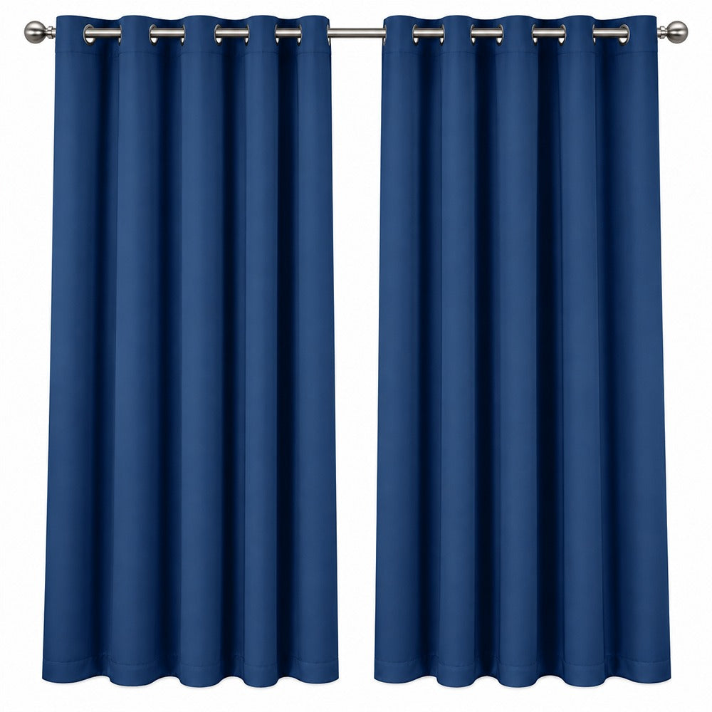 Cali Blackout Eyelet Curtains - Navy - 66x54