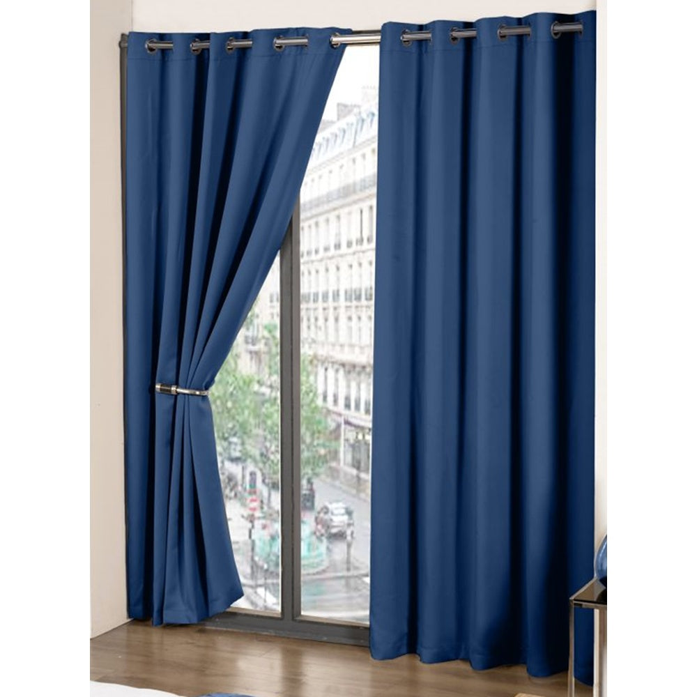 Cali Blackout Eyelet Curtains - Navy - 66x54 - view 1