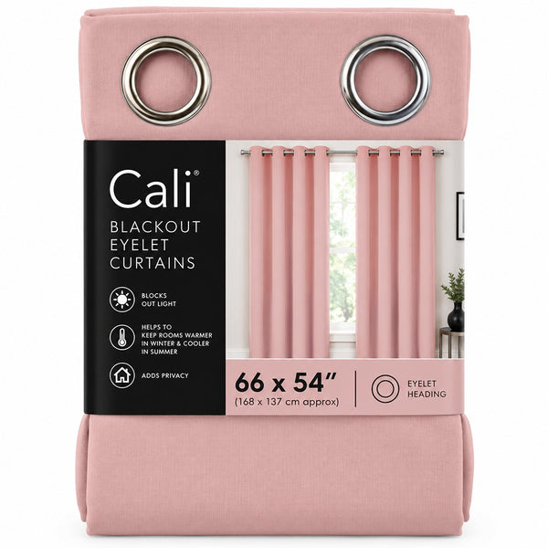 Cali Blackout Eyelet Curtains - Blush - 90x90 - view 2