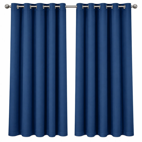 Cali Blackout Eyelet Curtains - Navy - 90x90