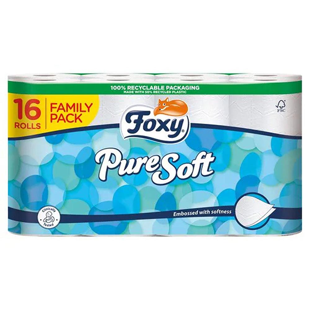 Foxy Pure Soft Toilet Tissue Rolls | Pack of 16