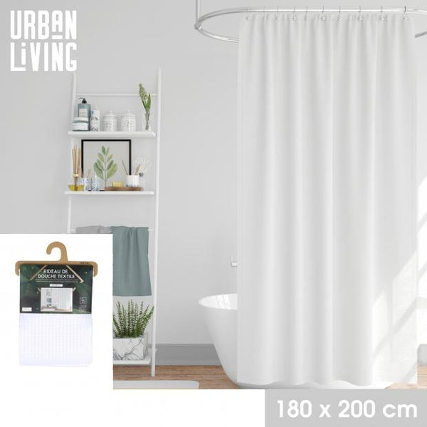 Urban Living Premium Textile Shower Curtain | White | 180 x 200 cm