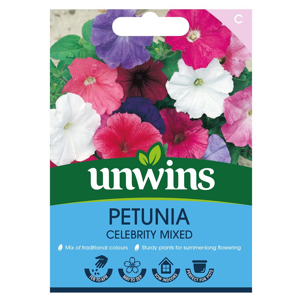 Unwins Beautiful Blooms Petunia Celebrity Mixed Seeds