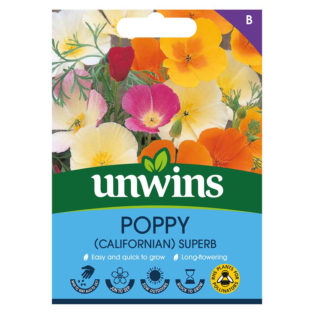 Unwins Beautiful Blooms Californian Poppy Superb Seeds - Choice Stores