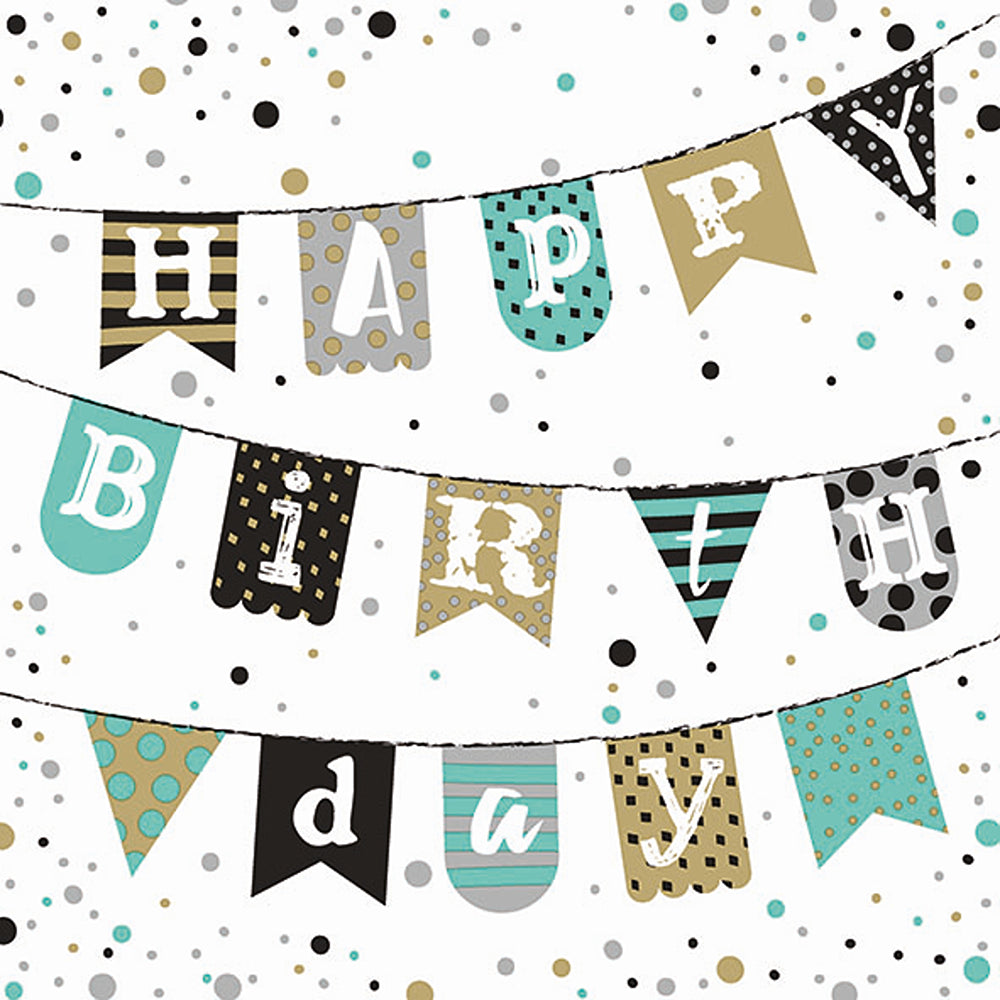Ambiente Happy Birthday Garland Banner - Green - Pack of 20