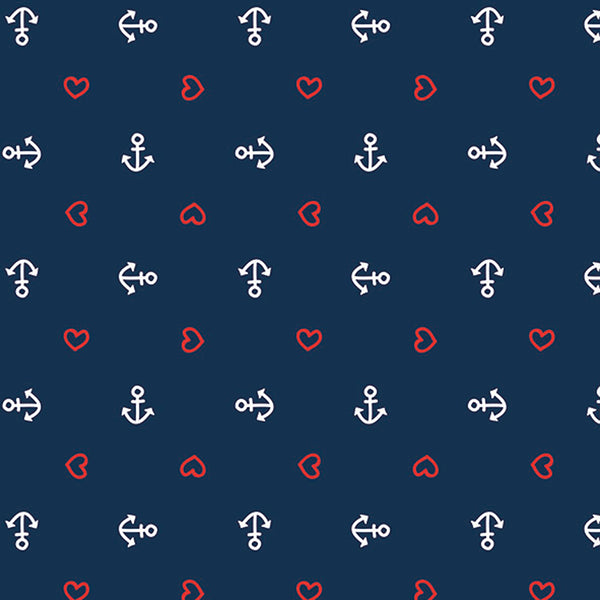 Ambiente Anchor and Heart Navy Paper Napkins | Pack of 20, Nautical Print