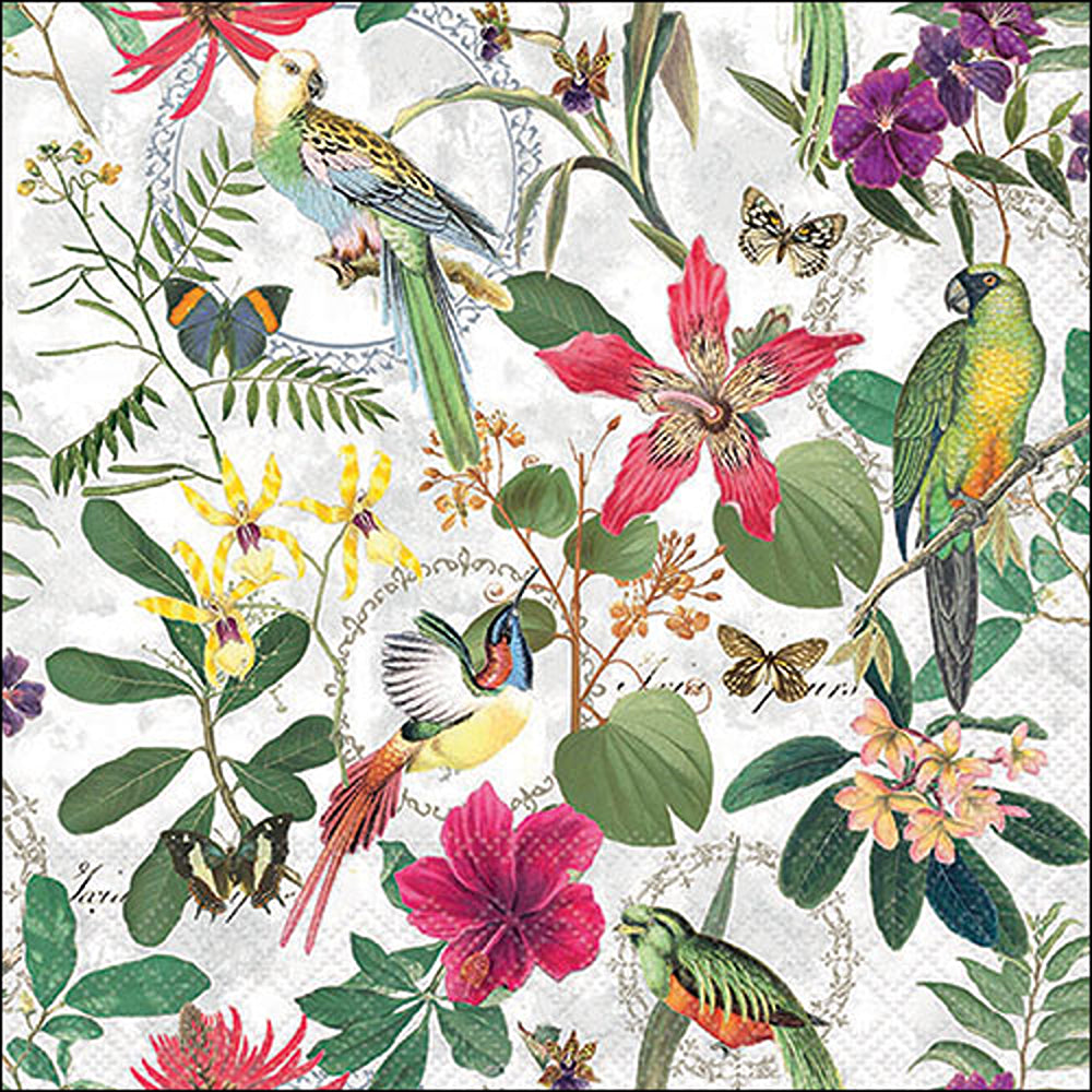 Ambiente Tropical Jungle Napkins - Exotic Bird & Floral - 20 Pack