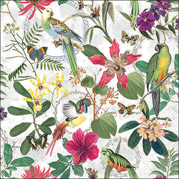 Ambiente Tropical Jungle Napkins - Exotic Bird & Floral - 20 Pack