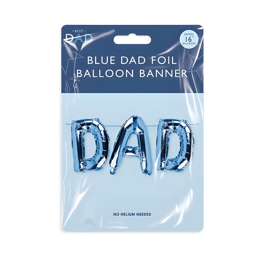 Best Dad Foil Letter Balloon Banner | 16" Blue & Silver