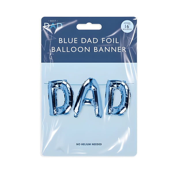 Best Dad Foil Letter Balloon Banner | 16" Blue & Silver
