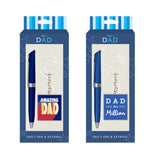 Best Dad Pen & Keychain Gift Set | Blue Silver Accents Father's Day