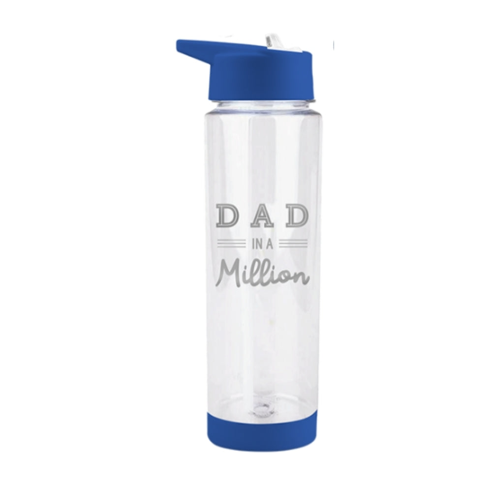 Best Dad Father's Day Foiled Water Bottle | Clear Plastic, Blue Lid