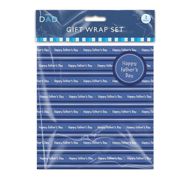 Best Dad Father's Day Gift Wrap Pack | Blue | 2 Sheets