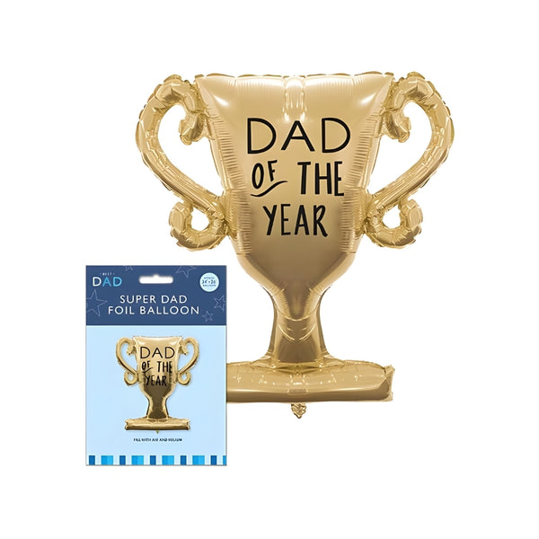 Best Dad Trophy Foil Balloon | Gold 34" x 26"