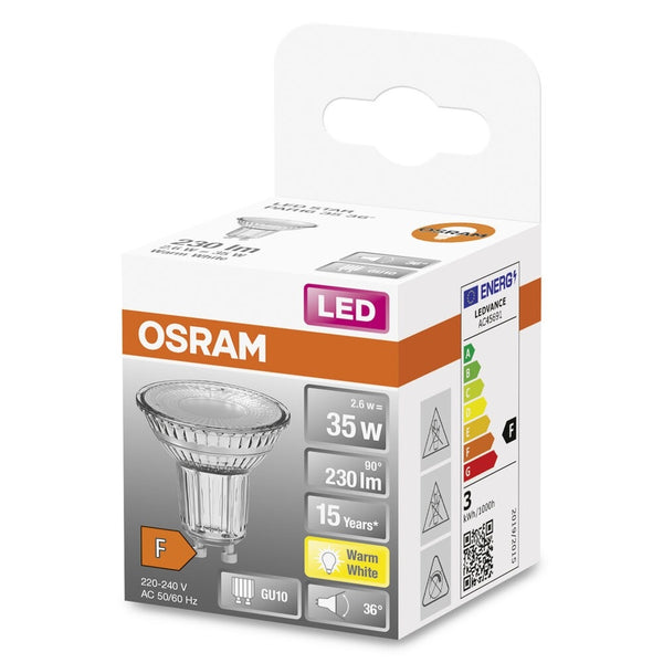 Osram 2.6W GU10 LED Full Glass Warm White